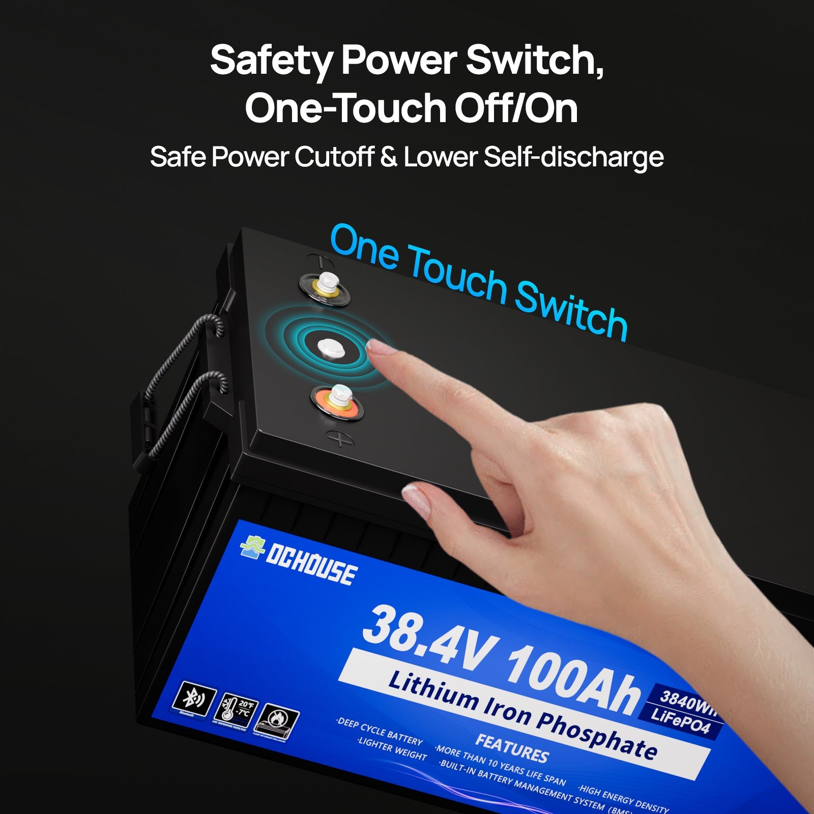 36V 100Ah 2.0 Lithium Bluetooth Flame-retardant ABS Case Battery (No Charger)