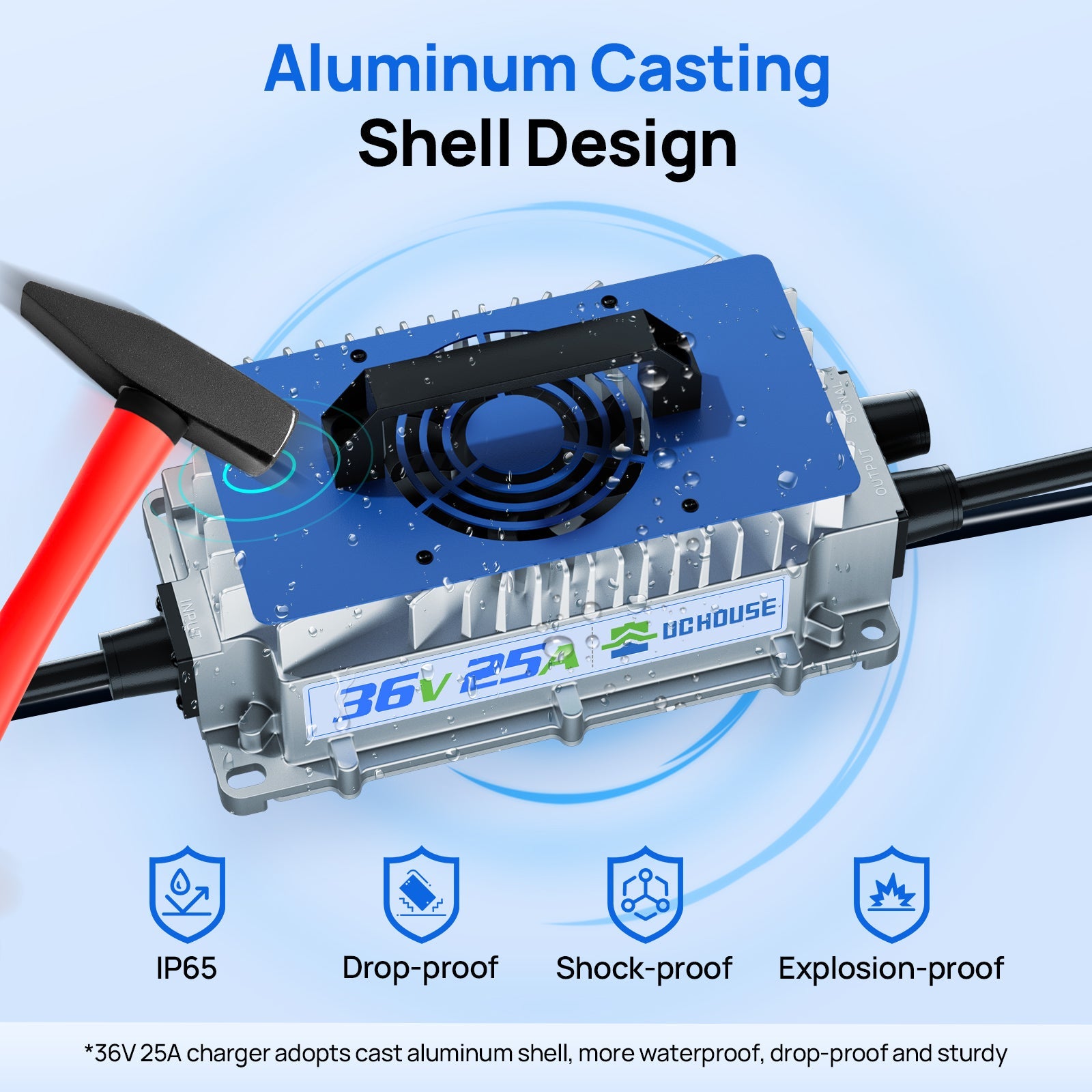 36V 25A AC-to-DC LiFePO4 Portable Battery Charger