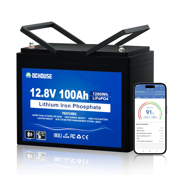 DC HOUSE 12V 100Ah LiFePO₄ Battery | Bluetooth, Low Temp Protection